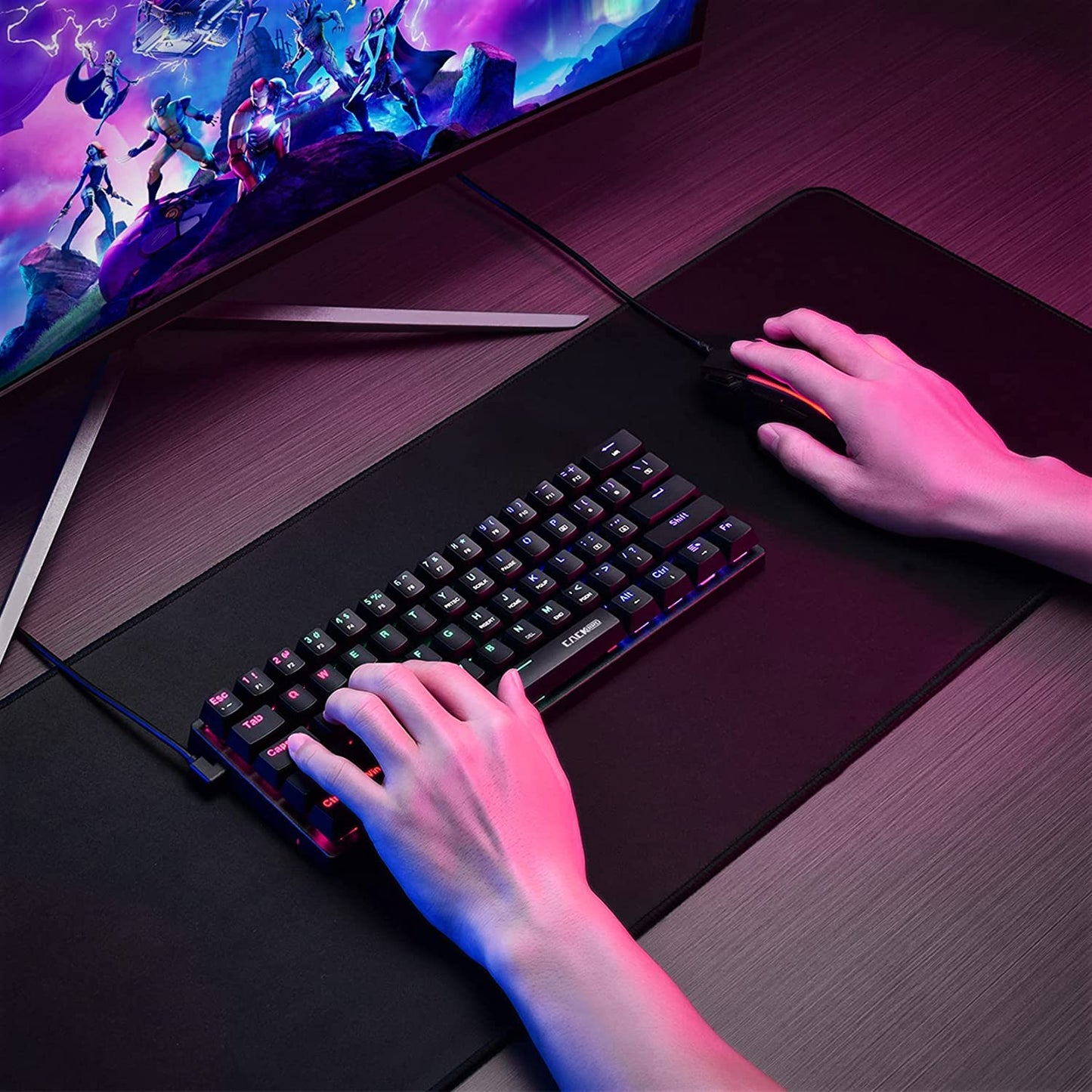 Ultra-Compact 60% Mechanical Gaming Keyboard with Blue Switches, Customizable LED Backlighting, 61 Keys, Ideal for PC, Mac, and Xbox Gaming, Portable and Travel-Friendly