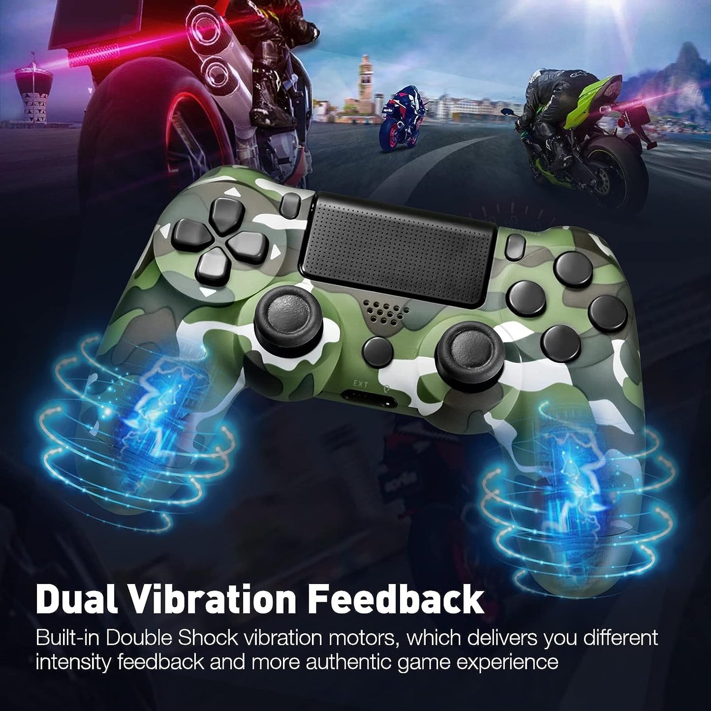 P4 Controller Wireless Gamepad with Audio, Double Shock, High-precisive D-pad and 360° Flexible Joystick Function for P4, P4 Pro(Groovy Green)