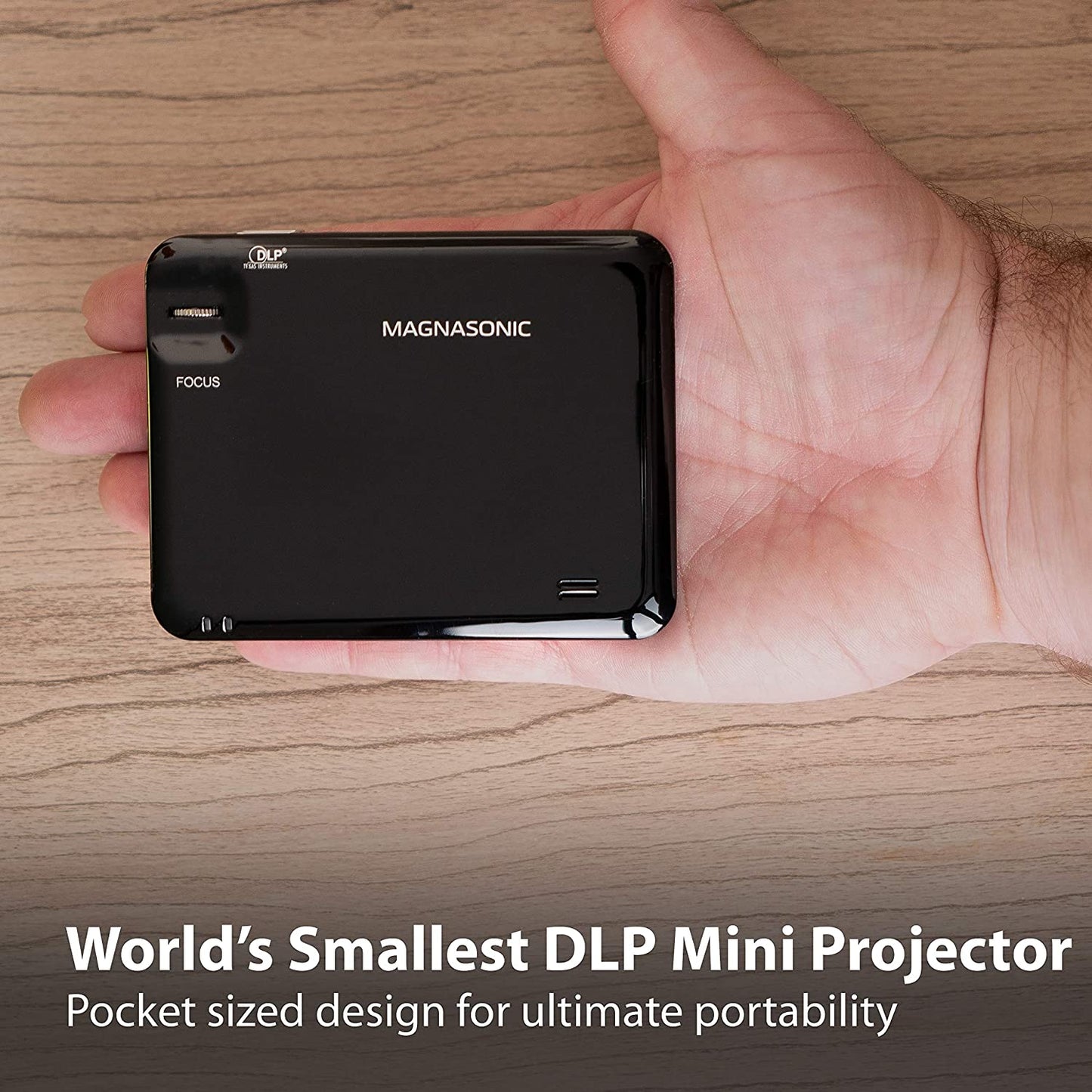 PP60 LED Pocket Pico Video Projector - Compact Design with HDMI, Rechargeable Battery, Built-In Speaker, and DLP Technology. Enjoy a 60" Hi-Resolution Display for Streaming Movies, Presentations, and Content from Smartphones, Tablets, and Laptops.