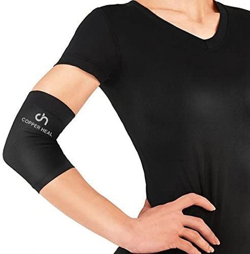 Copper-Infused Elbow Compression Sleeve for Optimal Medical Recovery - Reliable Support for Stiff Muscles, Sore Joints, Tendonitis, and Arm Tennis Basket Wrap