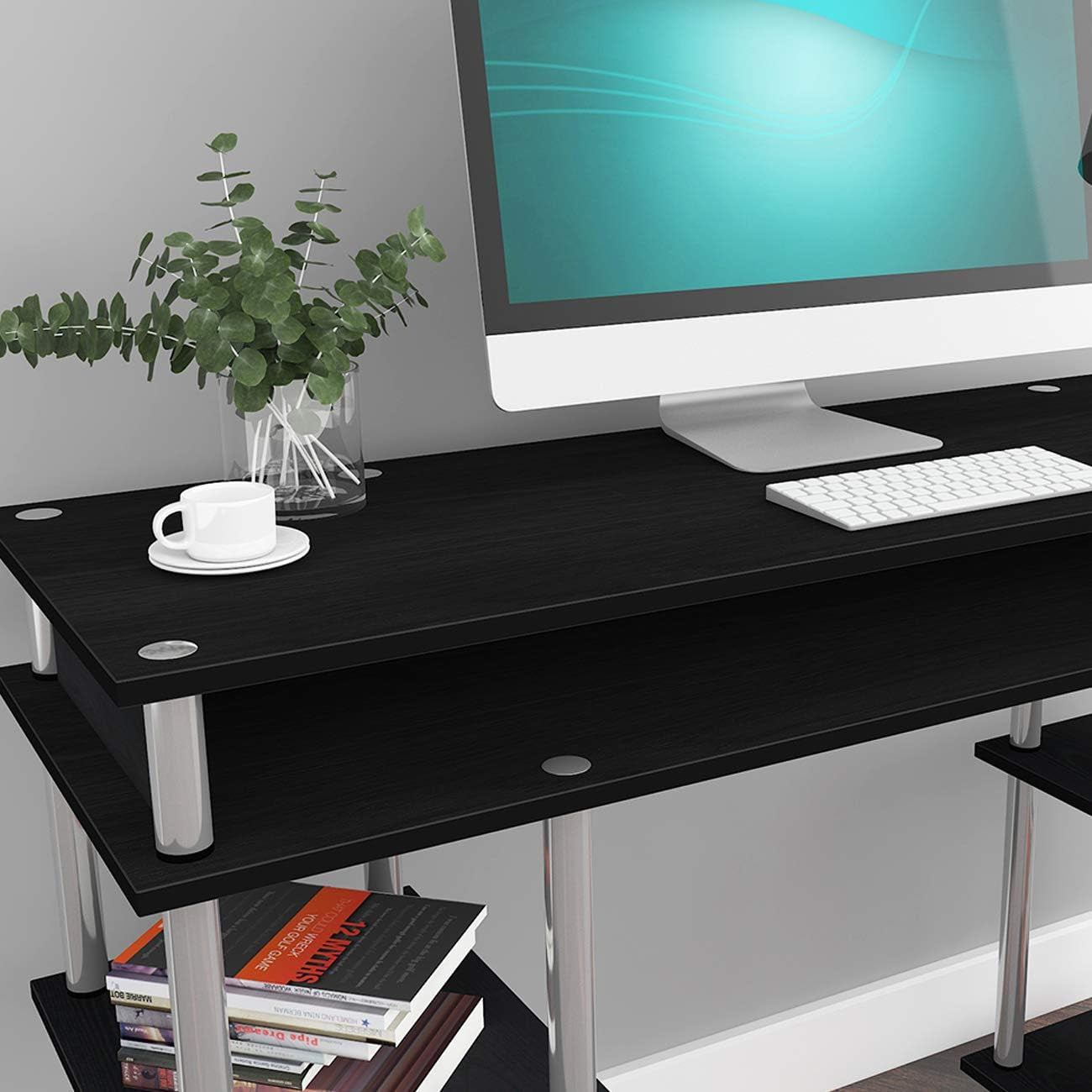 Large Home Office Desk with Storage Shelves and Multi-Functionality, 47.2"×15.7" Writing Table, Slim TV Console Table Side Table