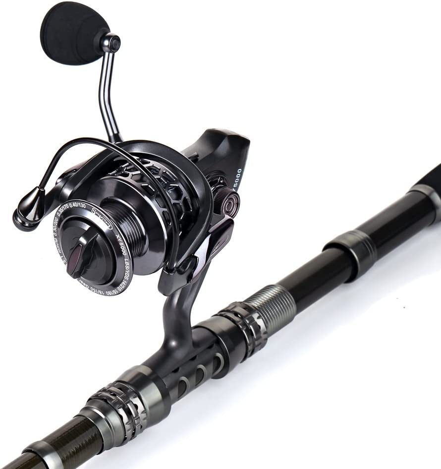 Fishing Rod Combos with Telescopic Pole, Spinning Reels, and Travel Bag for Saltwater and Freshwater Fishing