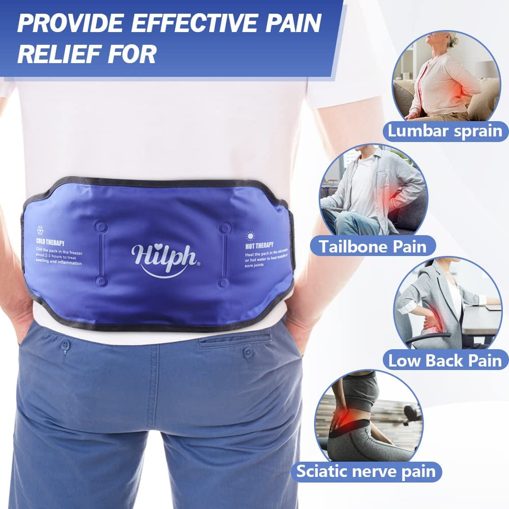 Reusable Ice Back Wrap for Injuries, Hot Cold Therapy Ice Pack Belt for Waist & Lower Back Pain Relief, Sciatica, Herniated Discs, Scoliosis