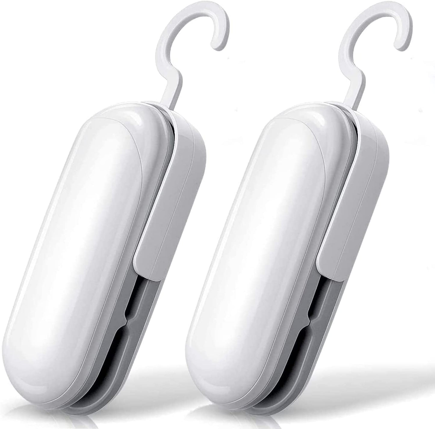 Mini Bag Sealer: Portable 2-in-1 Heat Vacuum Sealers with Plastic Chip Seal and Cutter Function, Comes in a Pack of 2 in White