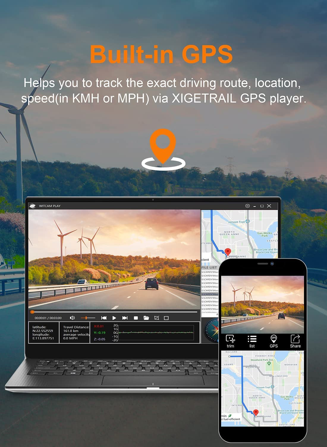Dual Dash Cam Front and Rear, Car Camera with Wifi and GPS, Front 4K Rear 1080P Dash Camera for Cars, 2" IPS Display, Night Vision, WDR, Parking Monitor, Supports up to 256GB Max Storage