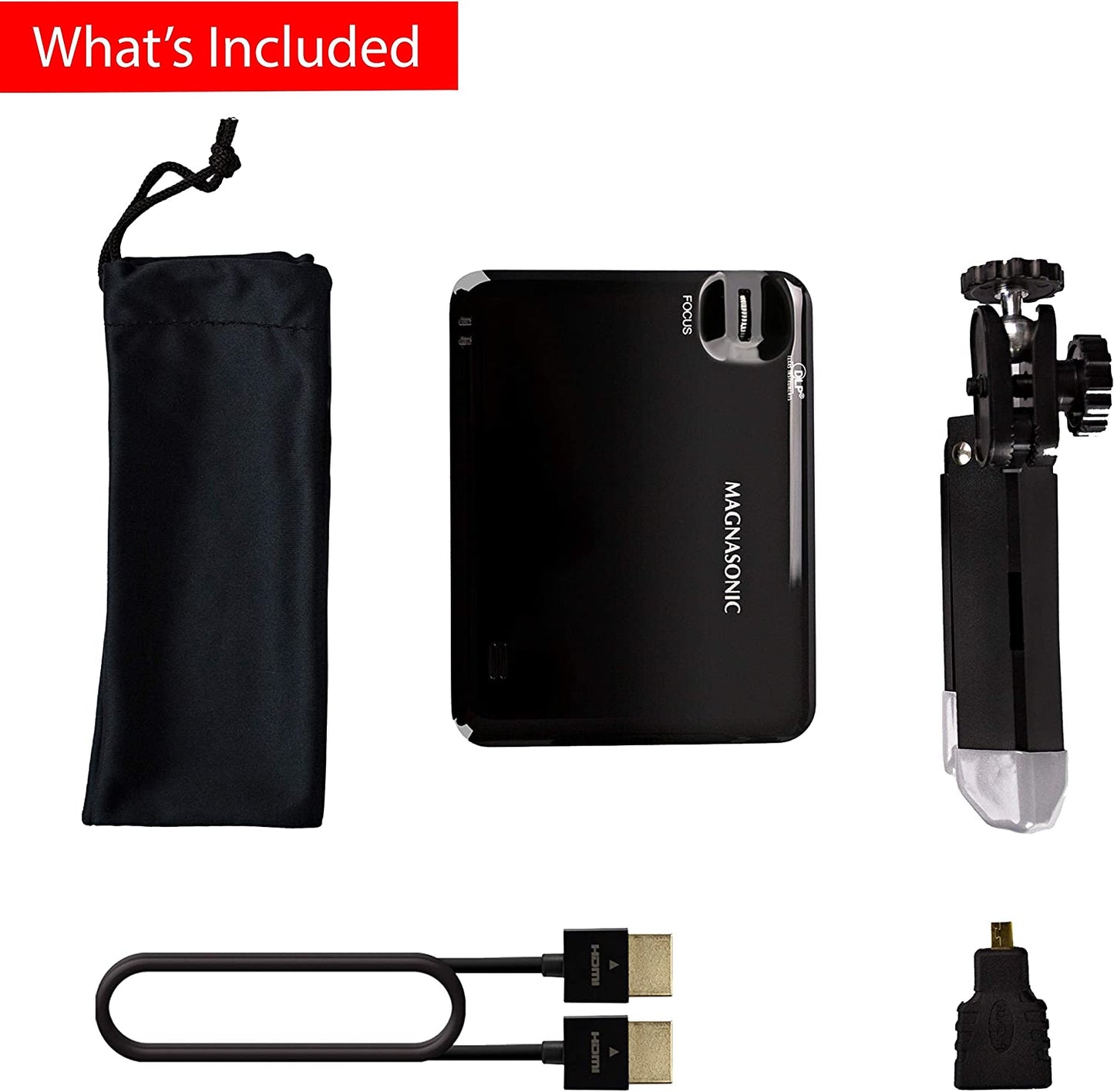 PP60 LED Pocket Pico Video Projector - Compact Design with HDMI, Rechargeable Battery, Built-In Speaker, and DLP Technology. Enjoy a 60" Hi-Resolution Display for Streaming Movies, Presentations, and Content from Smartphones, Tablets, and Laptops.