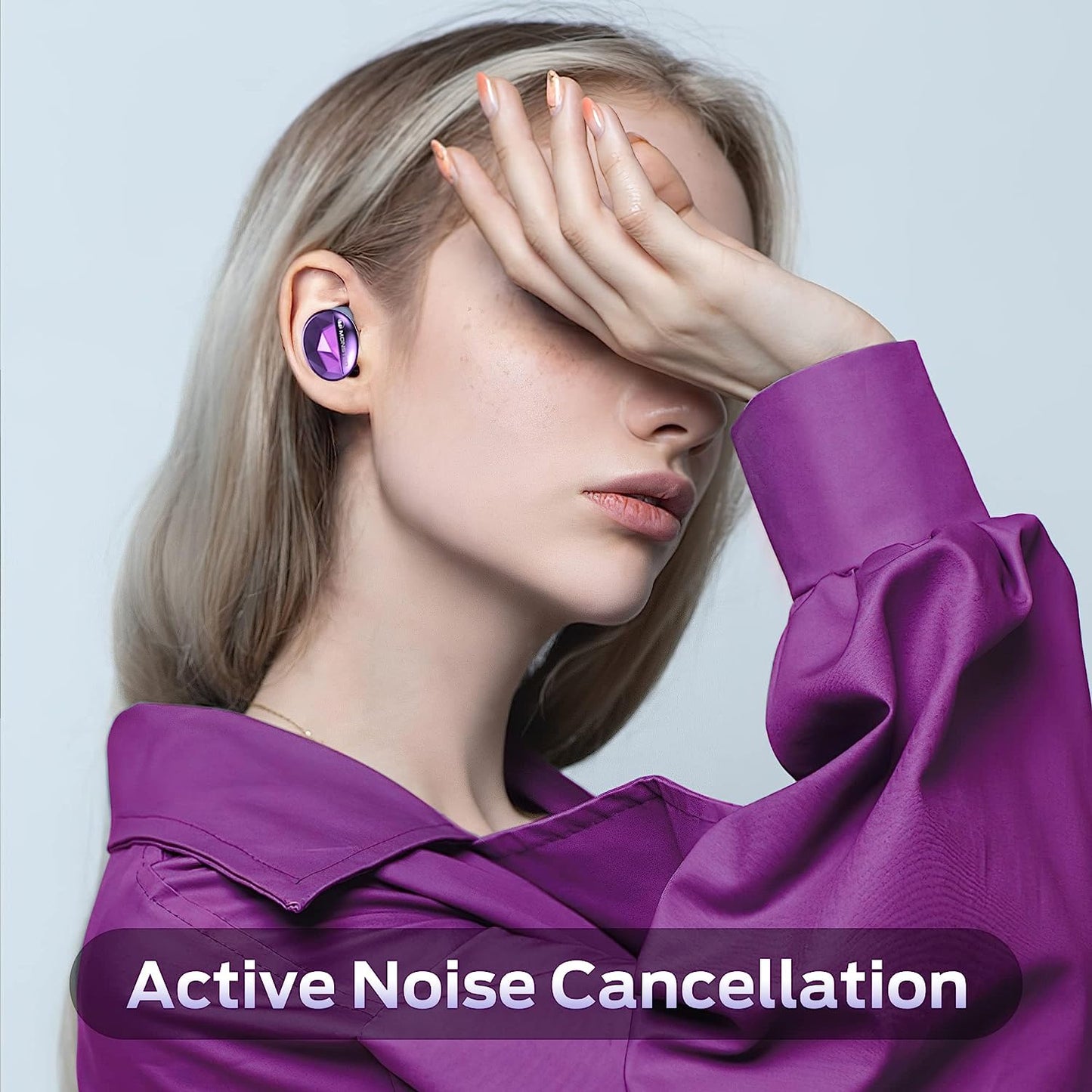Pure Bass Pro Noise Cancelling Earbuds - True Wireless Earbuds with 50 Hours of Playtime, Fast Wireless Charging, App Control, Ai-Enhanced Calls, IPX5 Waterproof, In-Ear Bluetooth Headphones