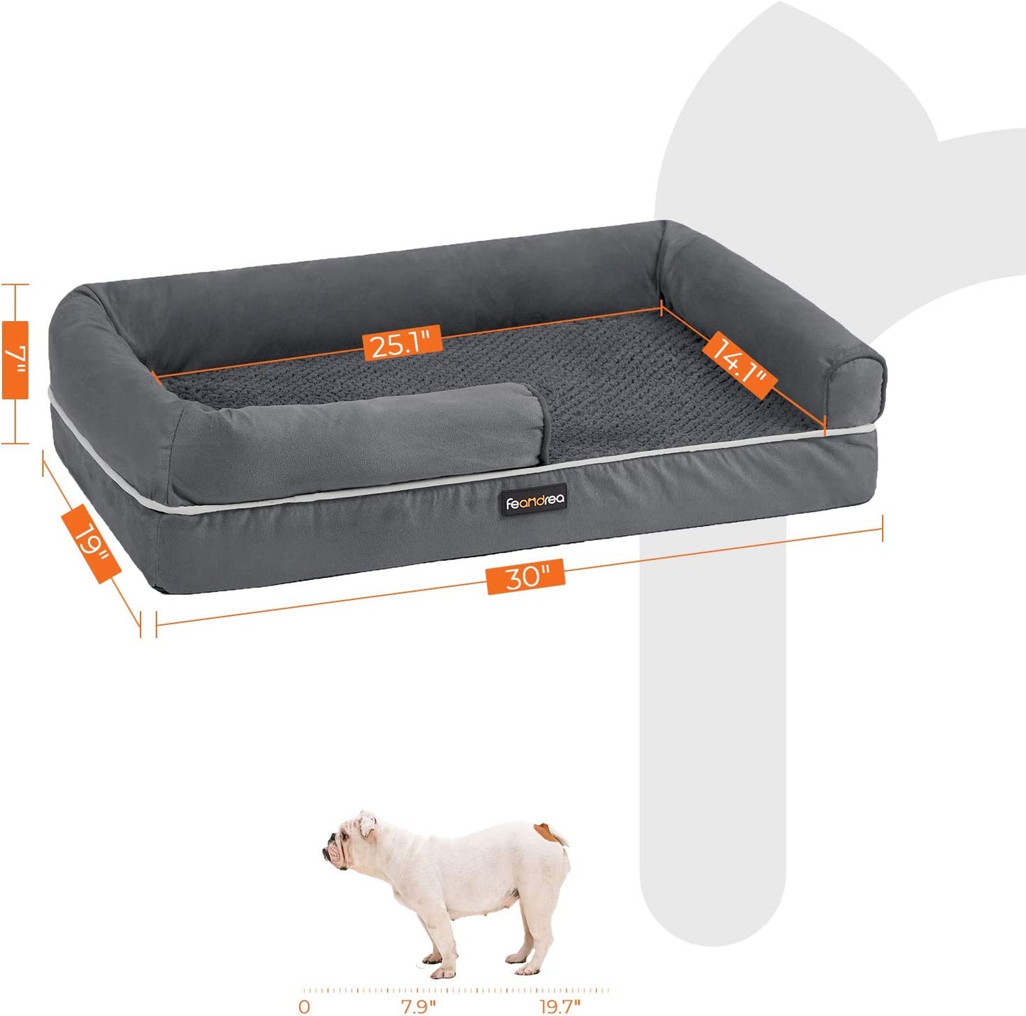 30'' Memory Foam Dog Bed Sofa with Removable Waterproof Cover, Machine Washable