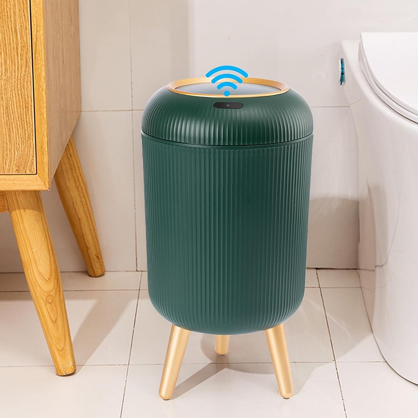 Automatic Touchless Trash Can with Lid, 3 Gallon Bathroom Trash Can Motion Sensor Kitchen Garbage Can, Bedroom, Office, Living Room, Green
