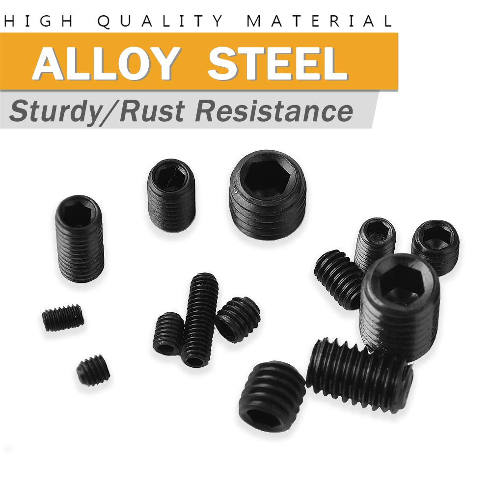 300 Hex Allen Head Socket Set Screw Bolts: M2.5/M3/M4/M5/M6/M8 Sizes with Internal Hex Drive in Black