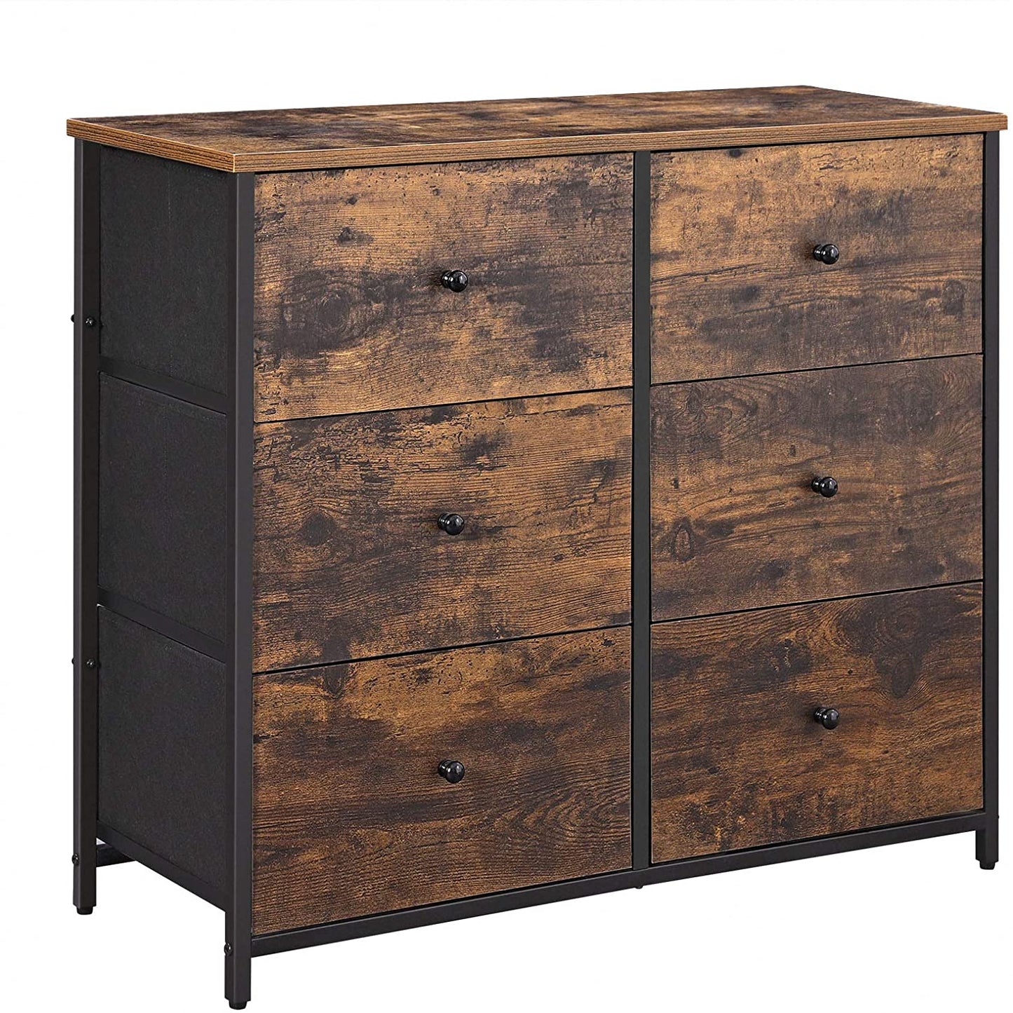 6 Drawer Dresser for Bedroom, Chest of Drawers, Brown and Black