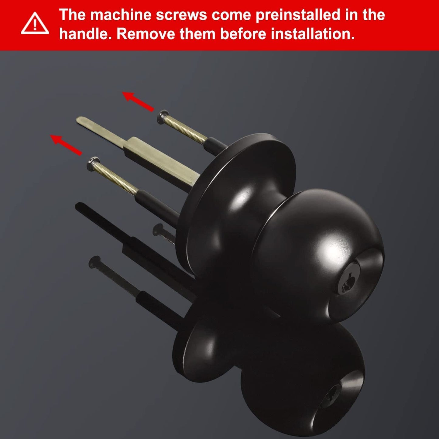 Matte Black Keyed Entry Door Knob - A Standard Ball-Shaped Entrance Door Lock with a Key, Constructed from All Metal for Durability.