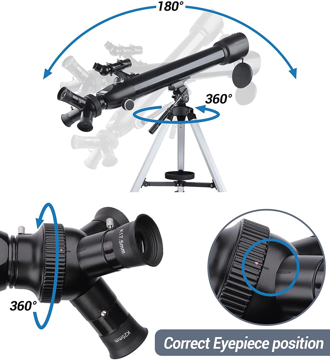 Astronomy Telescopes for Adults, 70mm Aperture 700mm AZ Mount Refractor Telescope for Kids and Beginners with Adjustable Tripod, Nylon Bag, and Phone Adapter