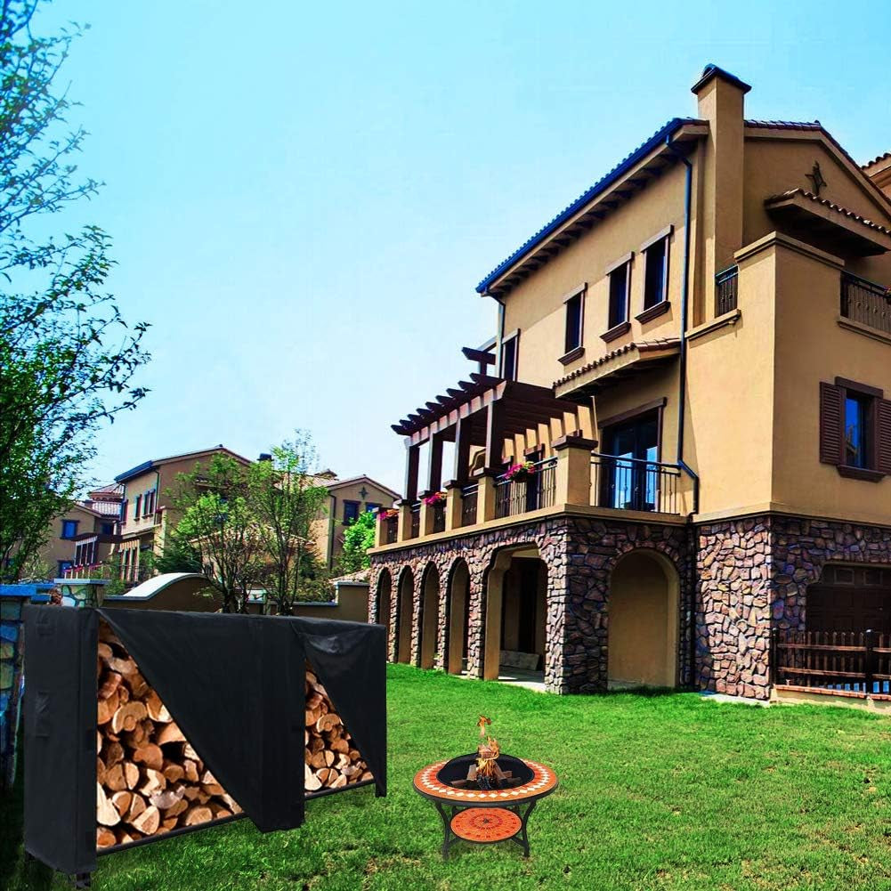 Secure Outdoor Log Rack Cover for 4-Foot Firewood Racks 600D Material with Toggle Cord and Hook and Loop Fastener