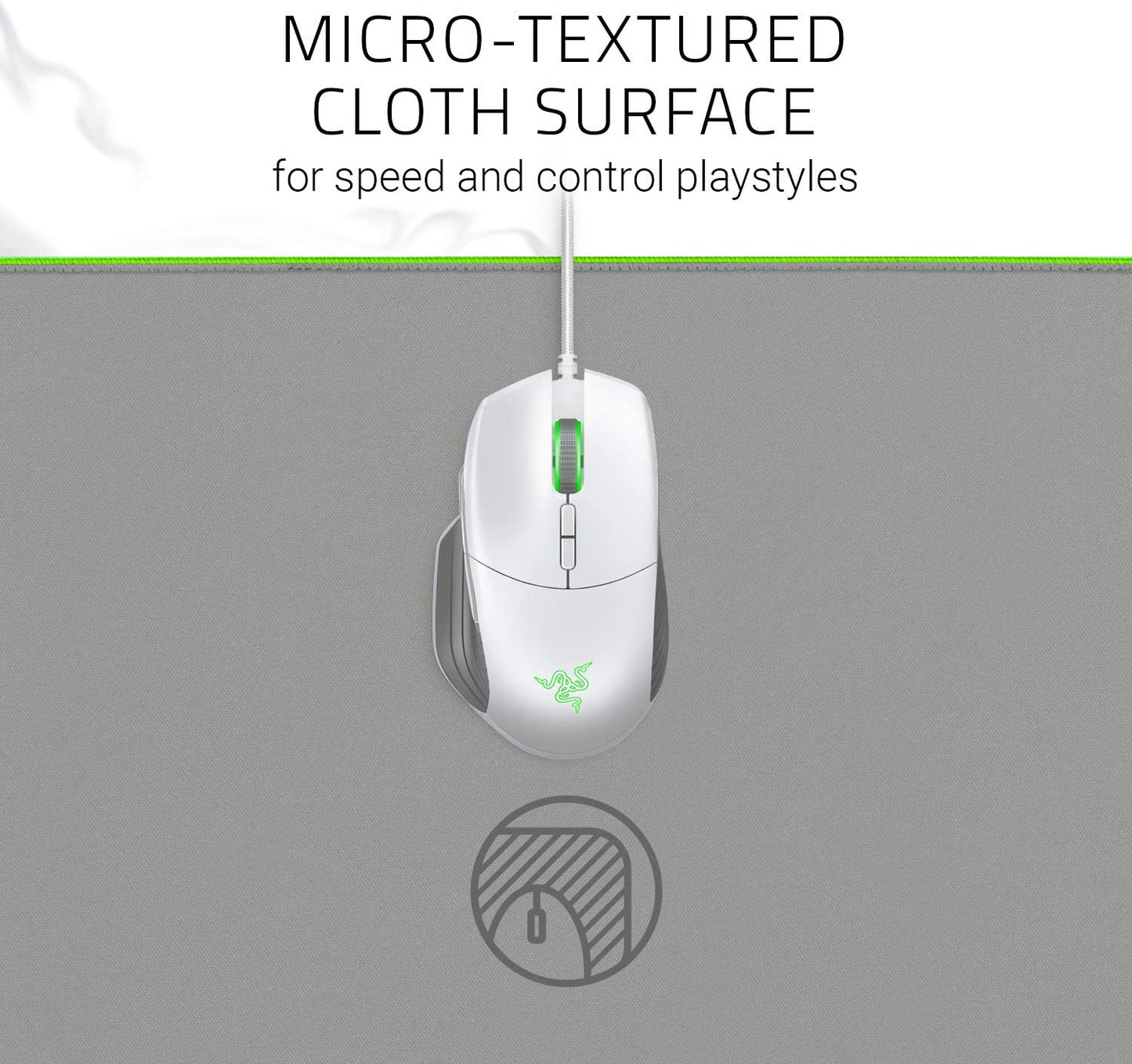 Mercury White Extended Chroma Gaming Mousepad: Customizable Chroma RGB Lighting - Soft Cloth Material - Enhanced Control and Speed - Non-Slip Rubber Base