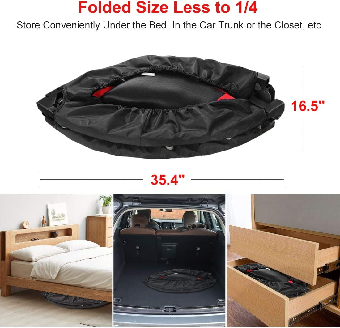 Foldable Fitness Trampolines with Adjustable Heights Foam Handrail - Rebound Recreational Exercise Trampoline for Kids and Adults - Indoor & Outdoor Use - Maximum Load Capacity of 440lbs