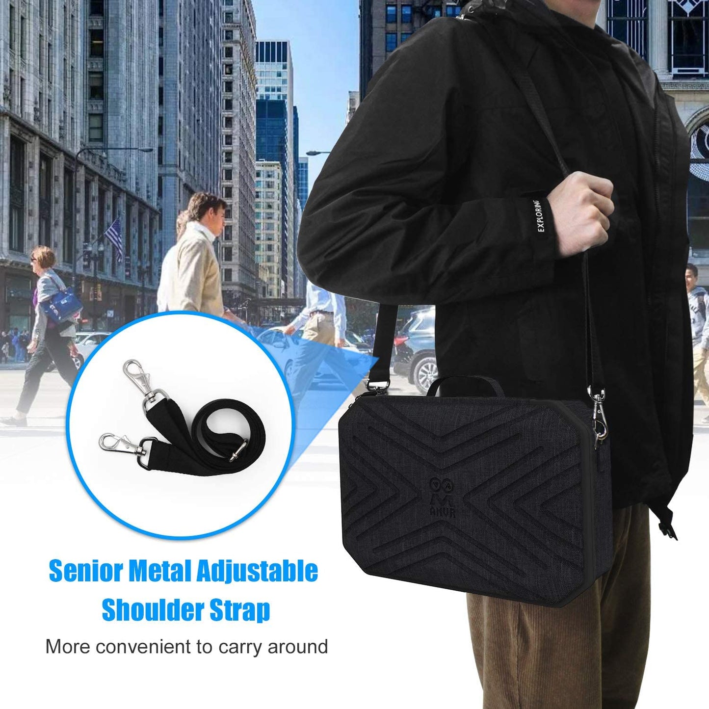 Portable Hard Case for Meta Quest 2 with Elite Strap: Carrying Case for VR Gaming Headset and Controllers Accessories. Features Protective Carrying Bag with Shoulder Strap. Perfect for Travel and Storage.