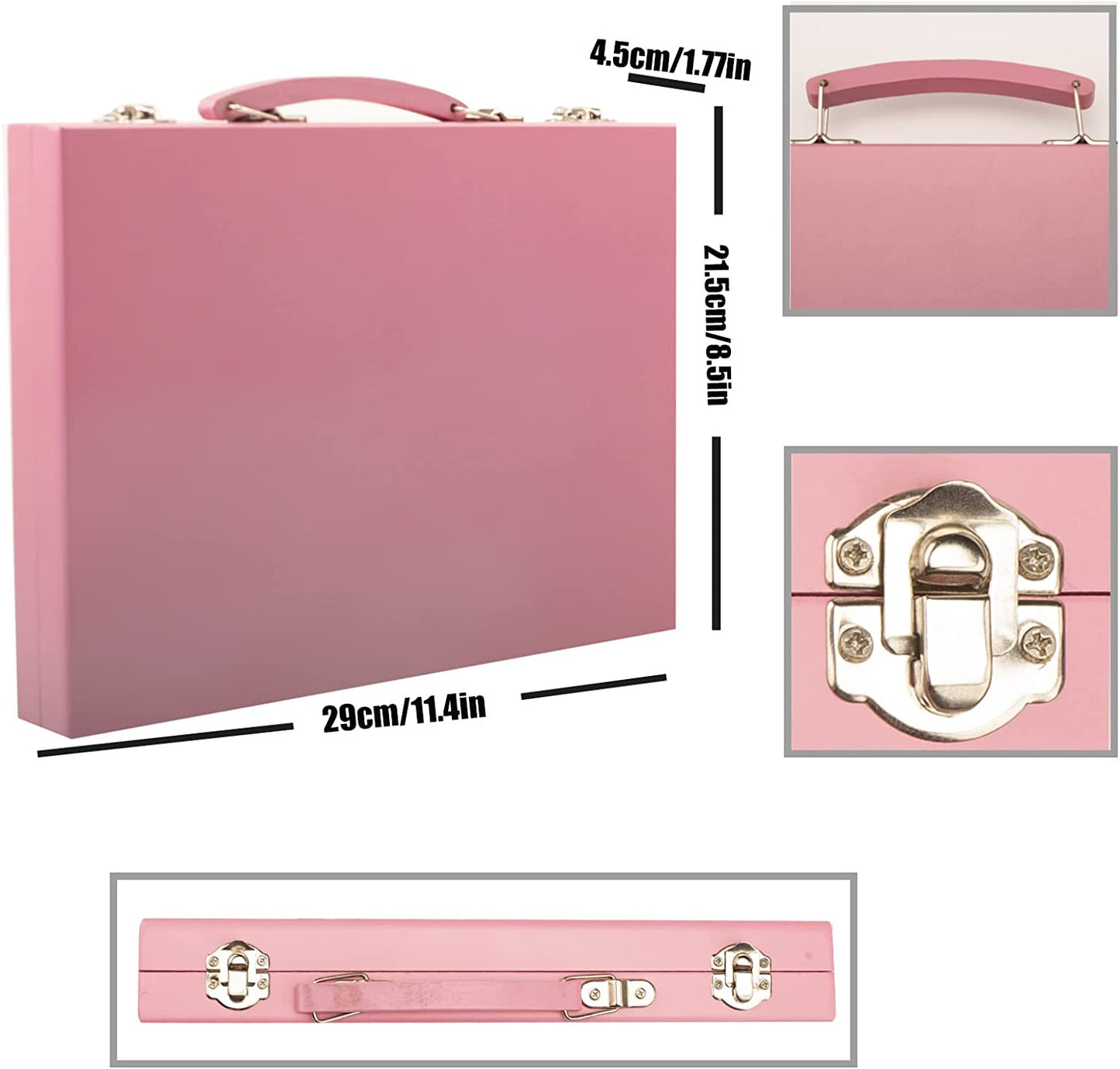 86-Piece Kid's Art Colouring Set, Wooden Case with Drawing Supplies, Including Markers, Crayons, and Coloured Pencils, Perfect for Young Artists - Boys, Girls, Teens (Pink Version)