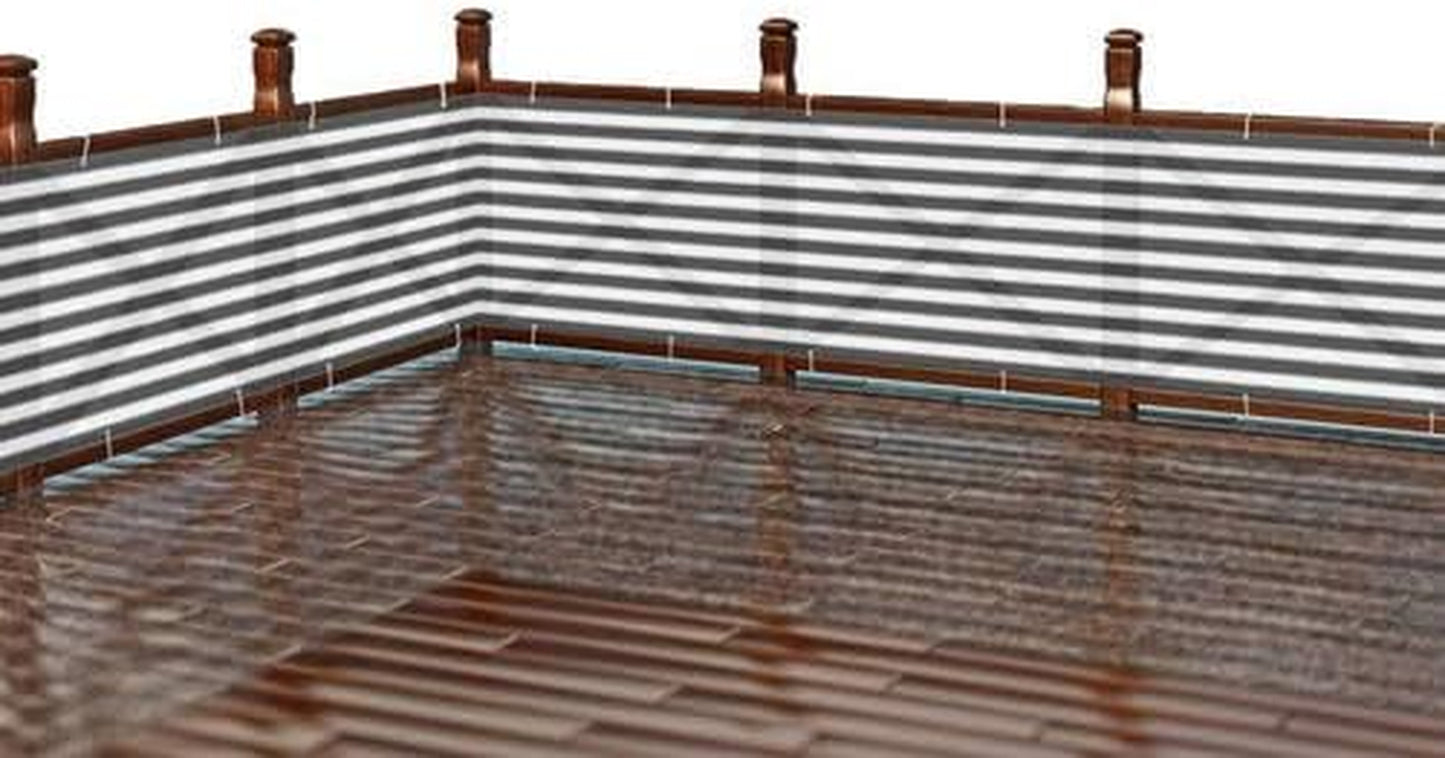Weather-Resistant Balcony Privacy Screen Cover with UV Protection – Black Balcony Shield Cover, Complete with Cable Ties & Ropes (Grey White)