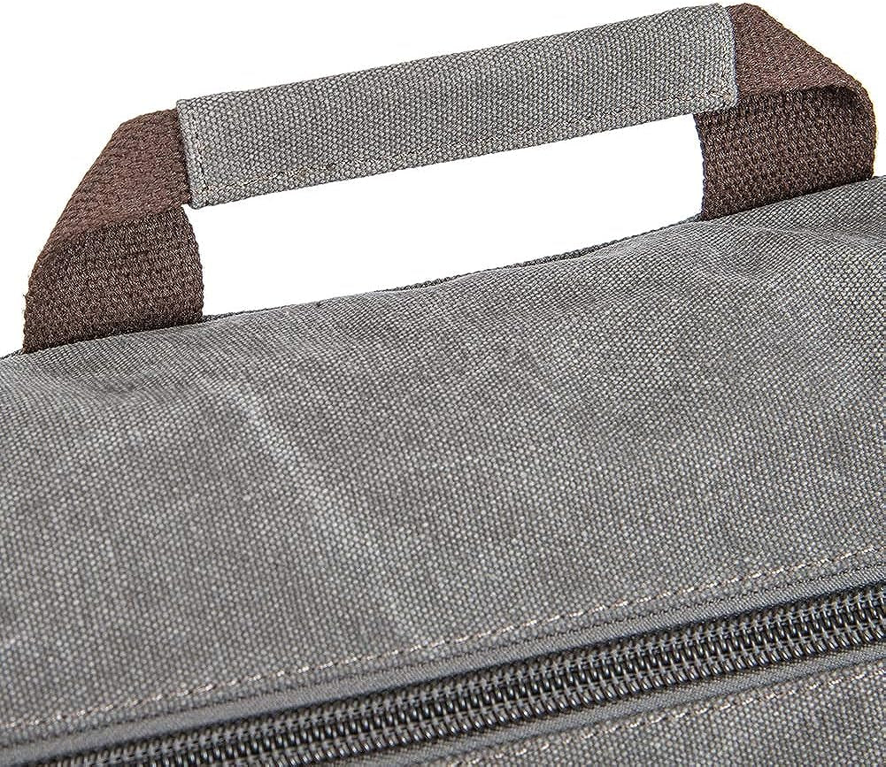 Vintage Genuine Leather and Waxed Canvas Briefcase - Large Satchel Shoulder Bag designed to hold Rugged Computer and 15.6" Laptop.