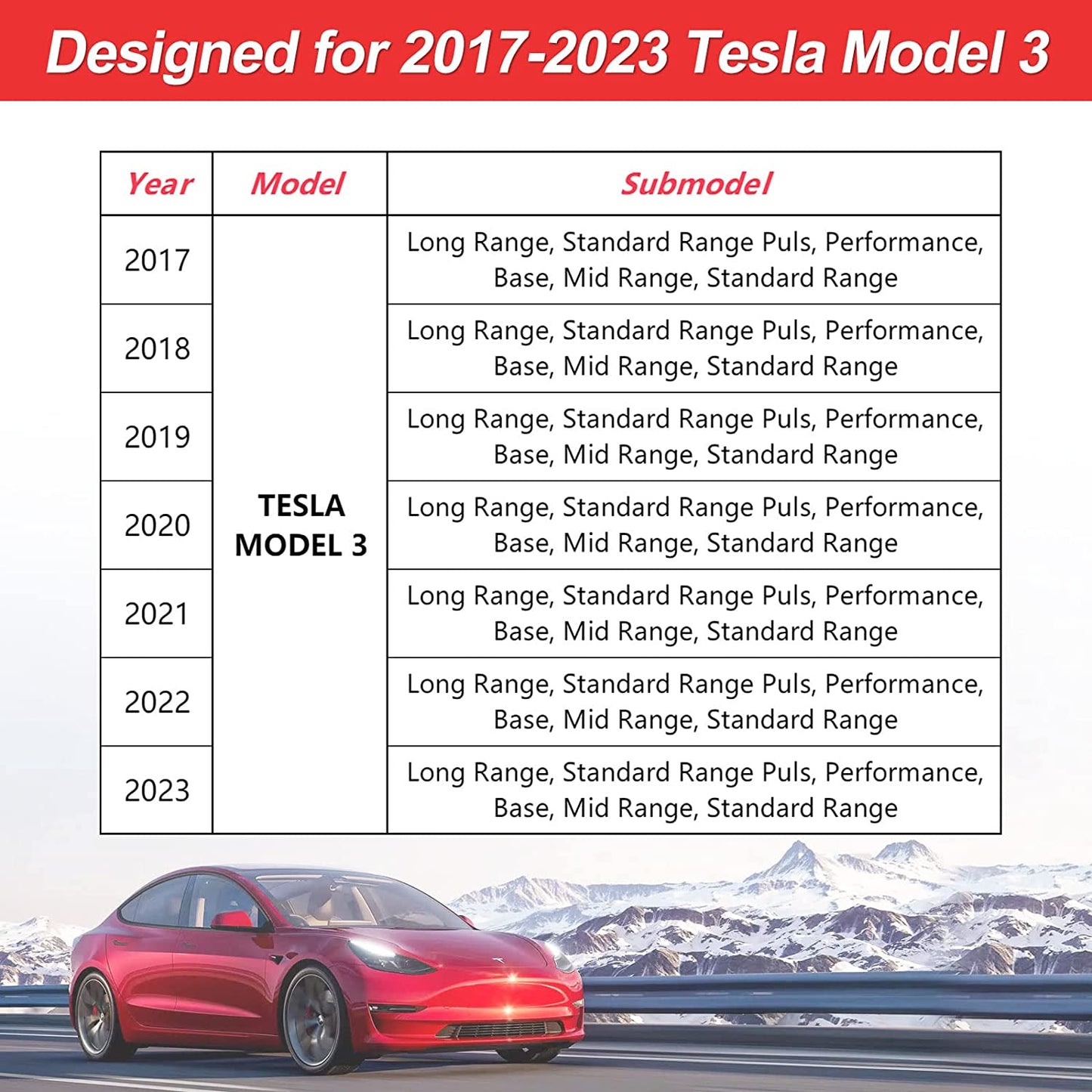 Premium All Weather Floor Mats for Tesla Model 3 - Anti-Slip, Waterproof, and Compatible with Model 3 2017-2022 - 3-Piece Set