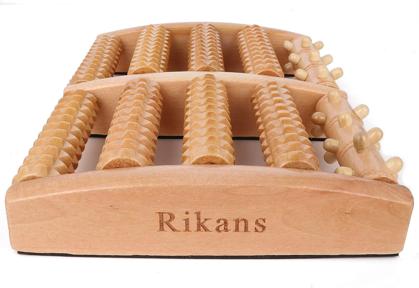 Dual Wooden Foot Massager Roller - Designed for Plantar Fasciitis, Arch Pain, and Muscle Tension Relief, Offers Acupressure Therapy for Pain Alleviation, Suitable for Home or Office Use; Large Size for Effective Foot Massage.