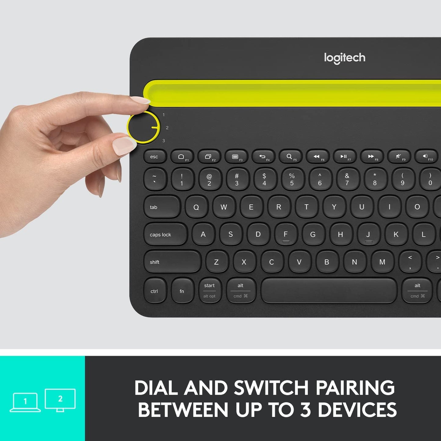 Compact Bluetooth Wireless Keyboard for Windows, macOS, iPadOS, Android, and Chrome OS - Supports Multiple Devices: PC, Mac, Laptop, Smartphone, and Tablet