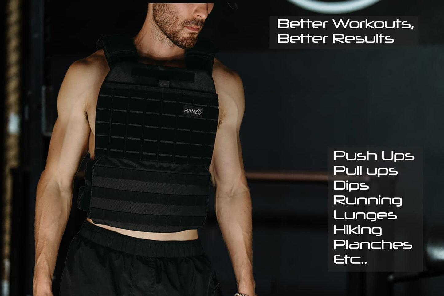 Premium Weighted Vest, Workout Weight Vest with Weights Included. Weight Vest for Men 14lb/20lbs, Workout Plate Vest, Crossfit, Gym, Running