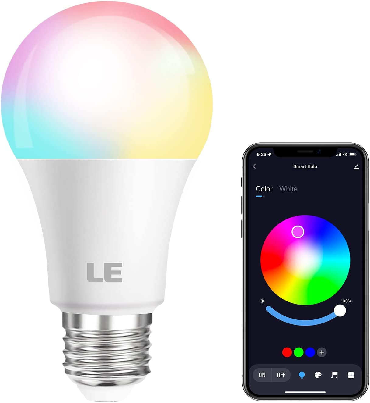 Smart Light Bulbs: Bluetooth Color Changing Bulbs, Dimmable via App (Bluetooth, not WiFi), Equivalent to 60 Watts, A19 E26 RGB Bulb for Bedroom, Home, Party, and More.