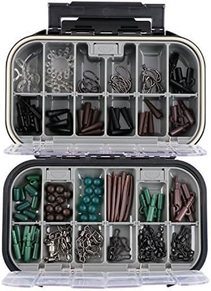 Waterproof Fishing Tackle Storage Organizer Box, Plastic Lure Box with Small Tool Tackle Trays - Black (6.69'' X 4.33'' X 1.81'')