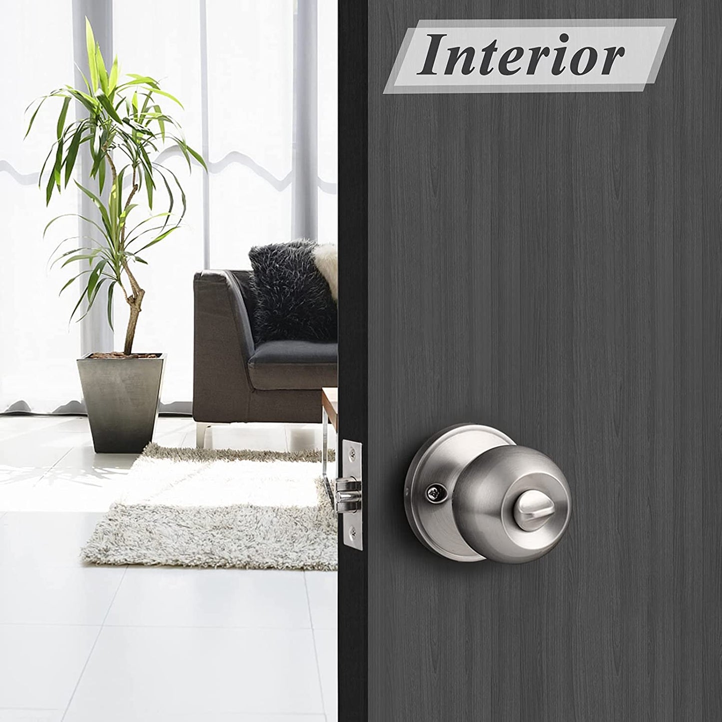Set of 2 Keyed Alike Entry Door Knobs with Lock and Key - Ball Door Knob Handles with a Brushed Nickel Finish, Ideal for Entrance Door Locksets.