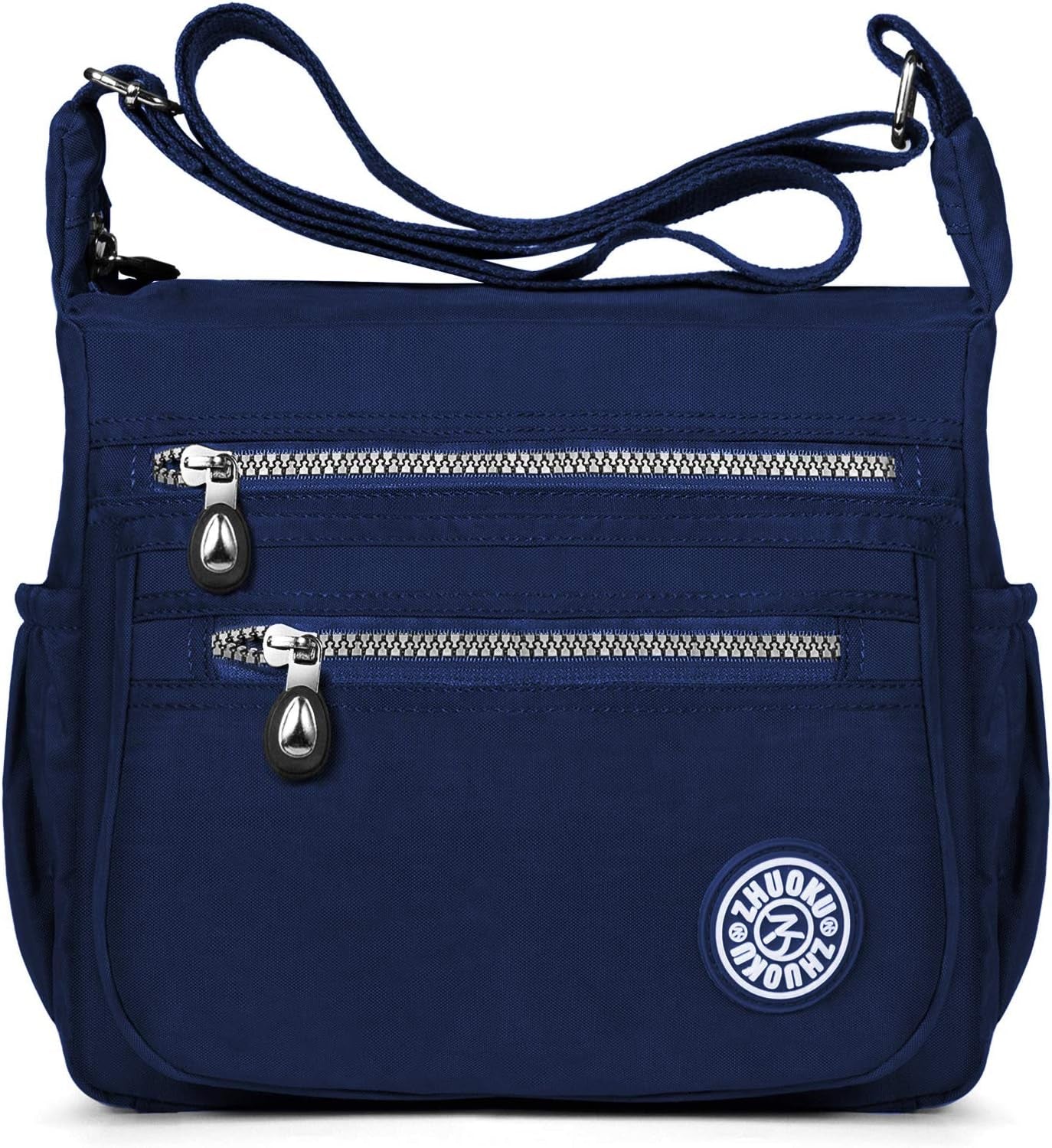 Fashion Women Nylon Shoulder Bag Waterproof Crossbody Purse Organize Travel Messenger Bag Deep Blue