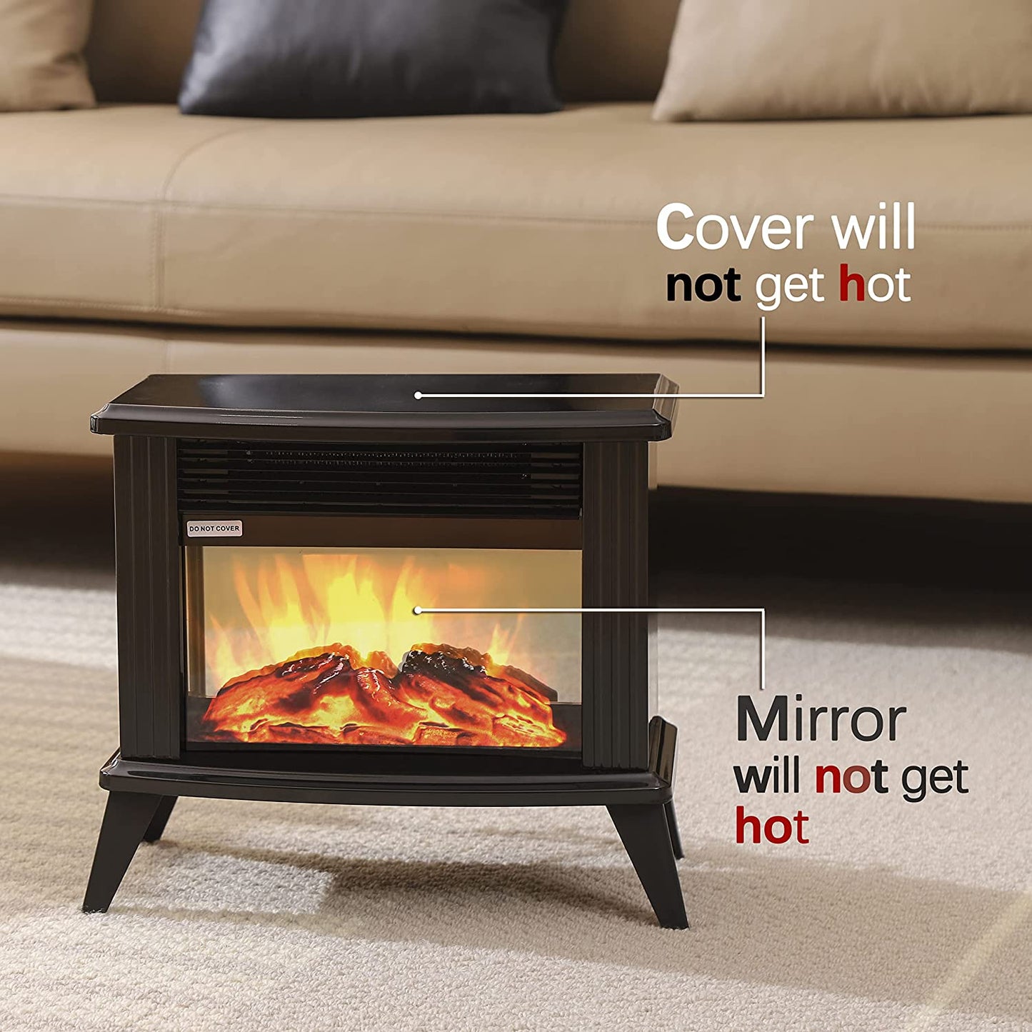 Compact 13" Mini Electric Fireplace: Tabletop Portable Heater with 1500W Power, Black Metal Frame - Ideal for Room Heating and Space Warming