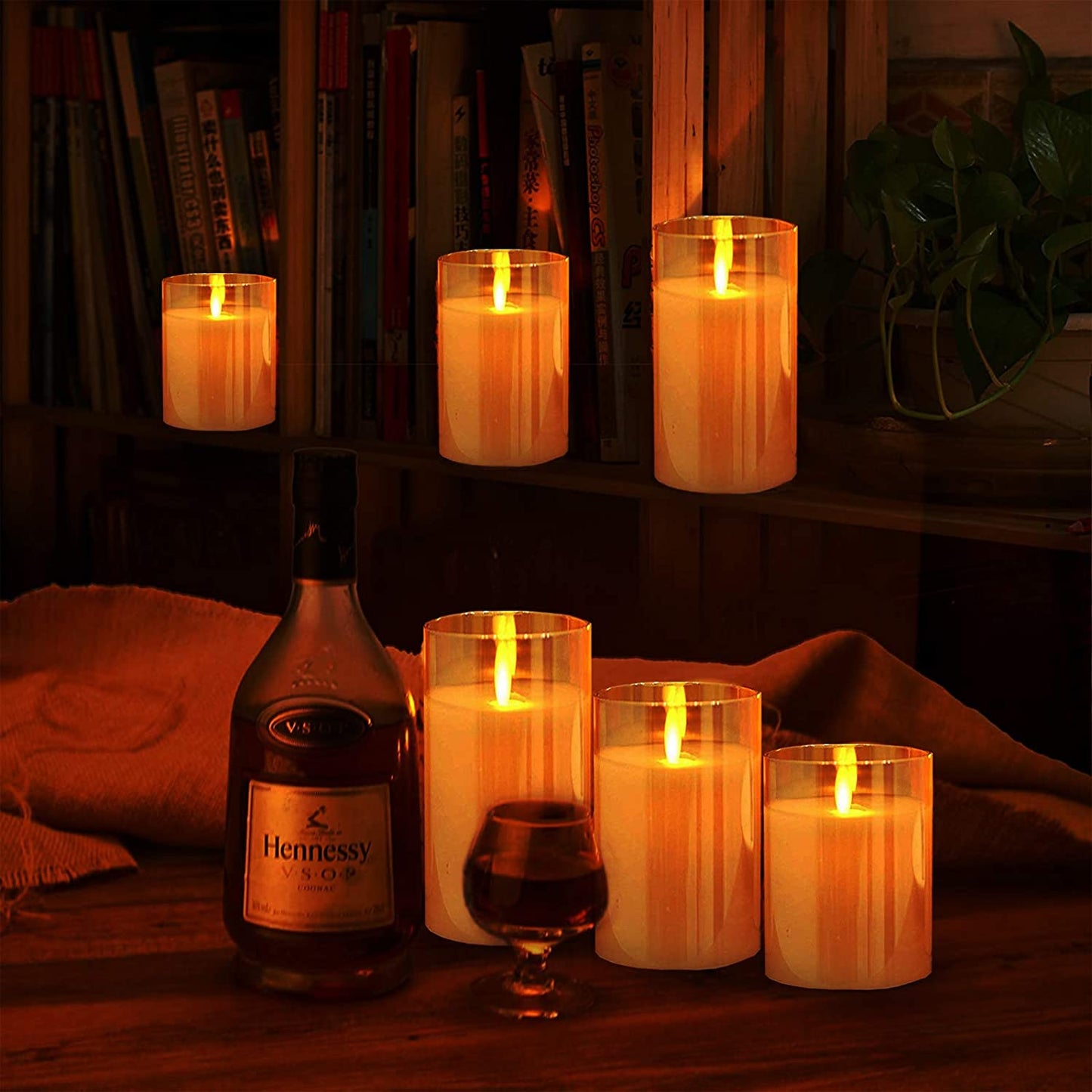 Flickering Flameless LED Candles with Real Wax and Moving Flame, Battery Operated, Timer Remote, Glass Effect - Perfect for Festival, Wedding, Home, and Party Decor