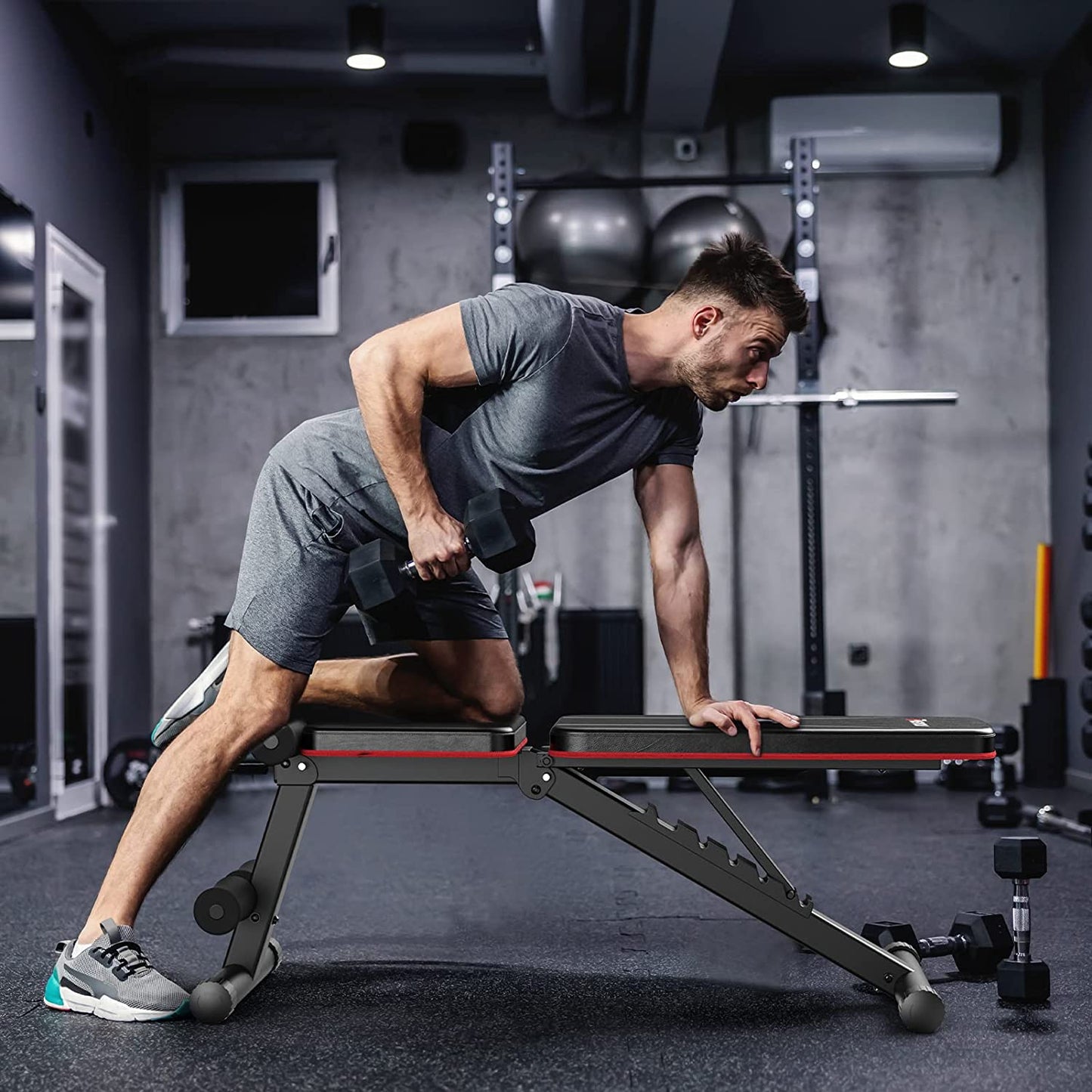 Foldable Weight Bench for Full Body Workouts at Home Gym - Adjustable Incline and Decline Exercise Bench