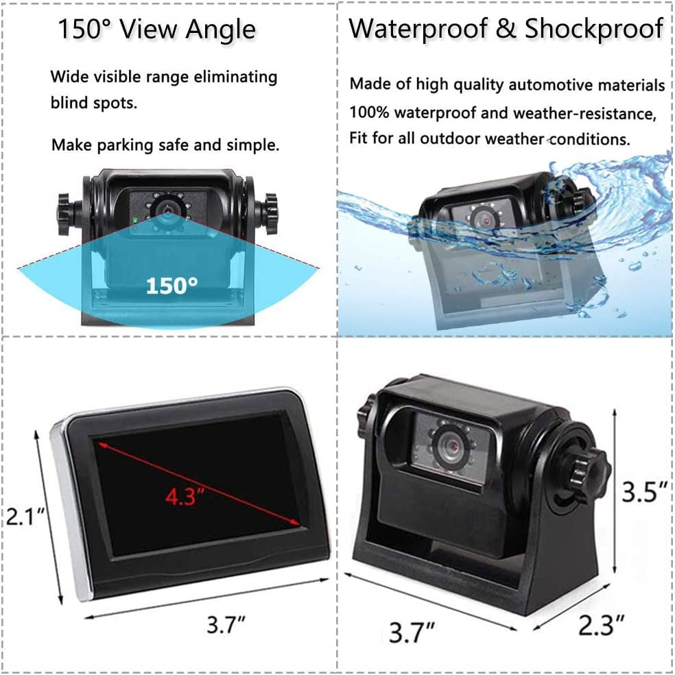 Portable Wi-Fi Wireless Magnetic Hitch Camera with 4.3 Inch LCD Monitor Display - Backup Rear View for Gooseneck, Horse Trailer, Boat, Travel Trailer, Fifth Wheels, RV, Camper - Battery Powered Kit