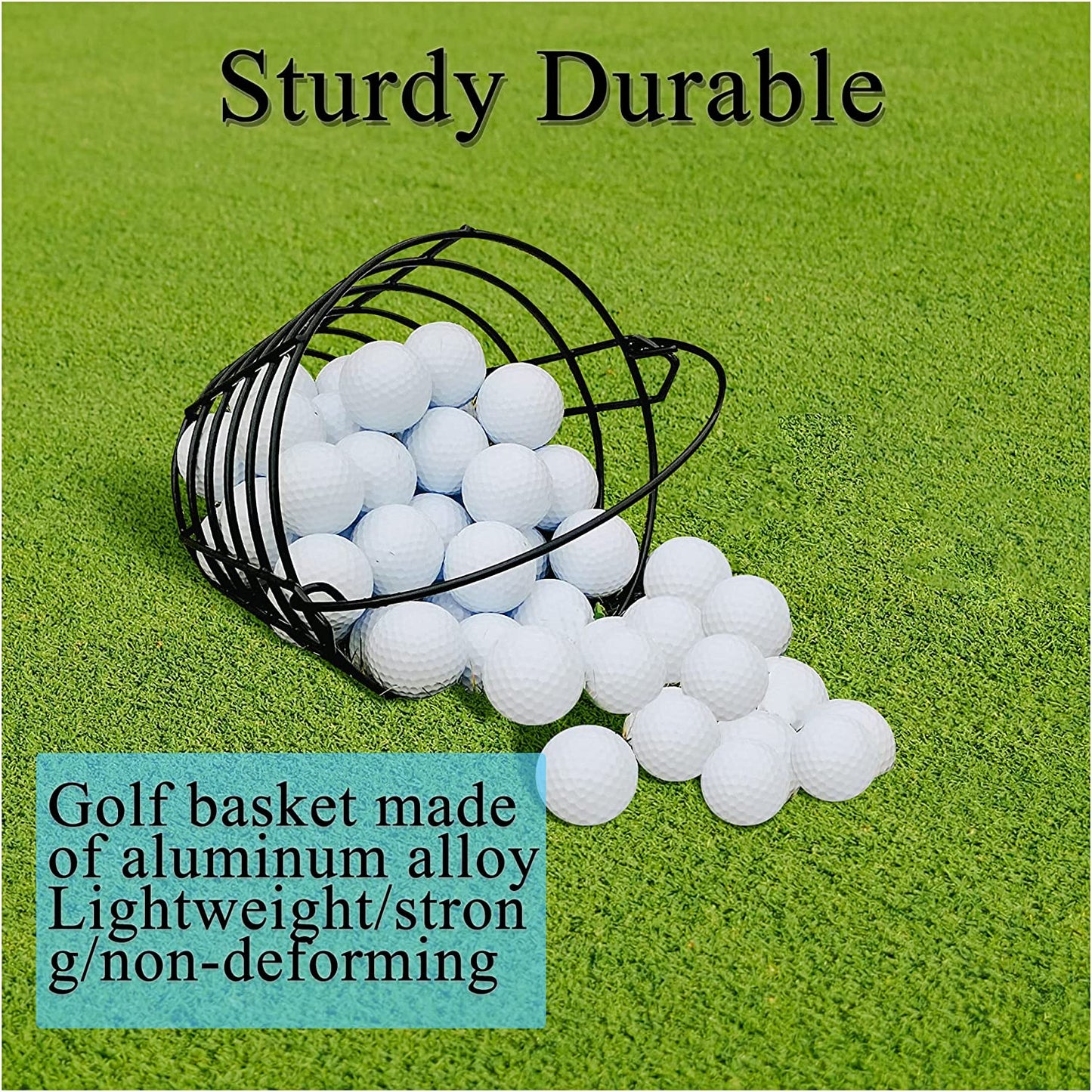 Golf Ball Basket - Durable Golf Ball Bucket for Practice and Competition - Anti-rust Black Finish