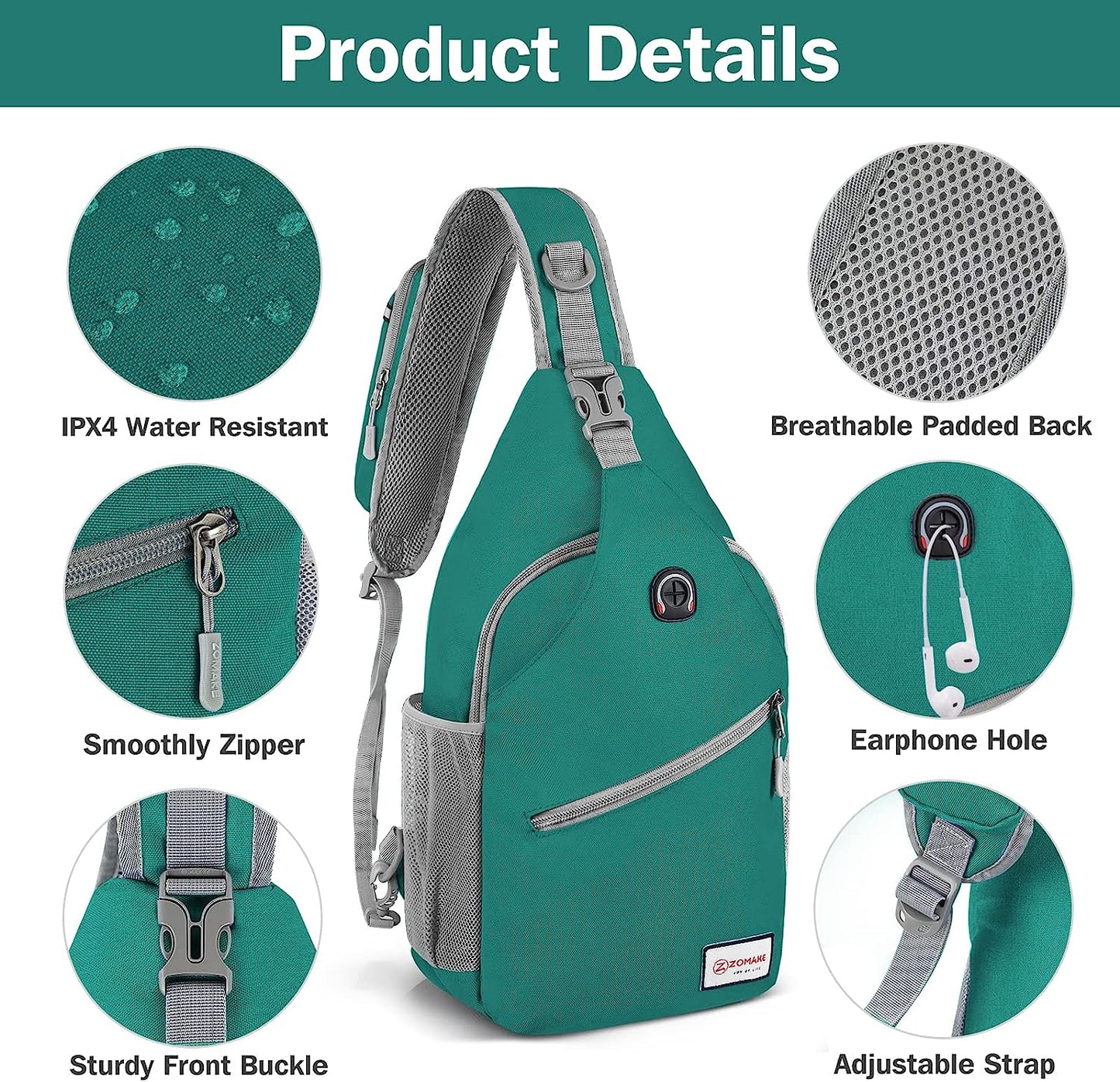 Crossbody Sling Bag - Shoulder Chest Bag for Women and Men - Ideal for Travel, Hiking, and Daypack Use