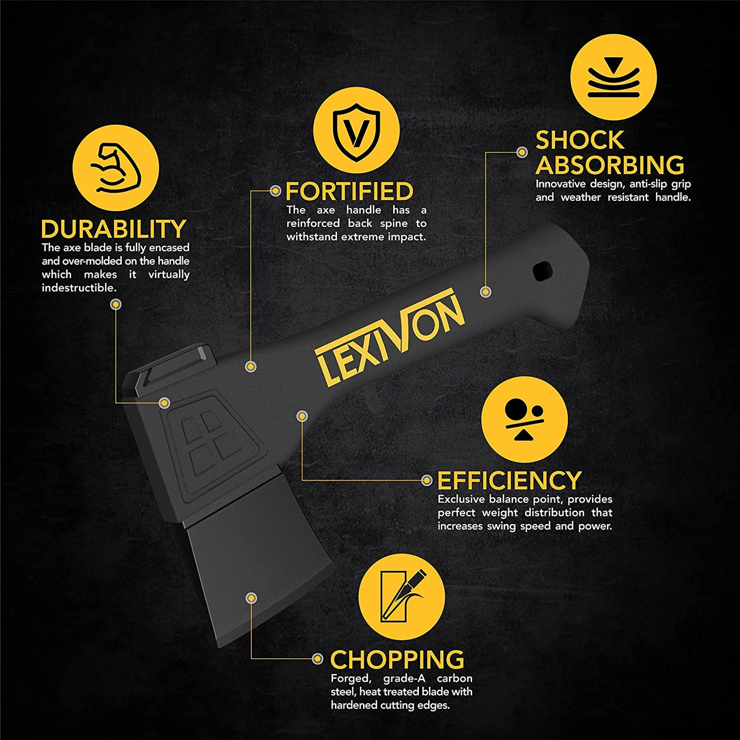Camping Hatchet with Ergonomic Grip and Lightweight Fiber-Glass Composite Handle - Includes Protective Carrying Sheath