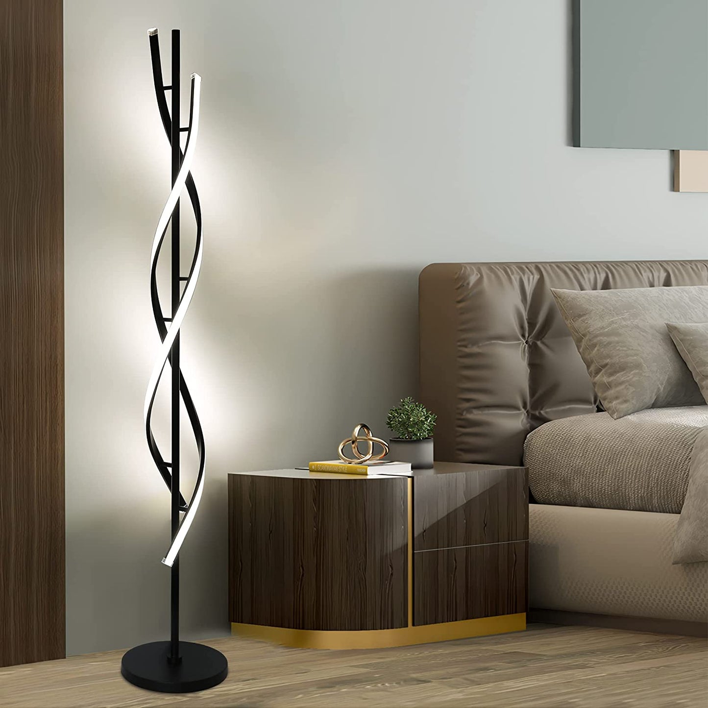 Dimmable LED Spiral Floor Lamp for Living Room with Remote Control: 35W, Modern 54" Standing Lamp, 3 Adjustable Colors - Perfect for Living Room and Bedroom Reading