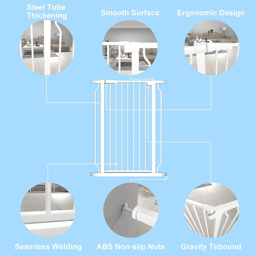 Extra Tall Safety Metal Baby Gate - 40.55 inch Height - Pressure Mount, Walk Through, Swing Auto Close Gate - Child and Pet Friendly - Ideal for House Doorways and Stairways