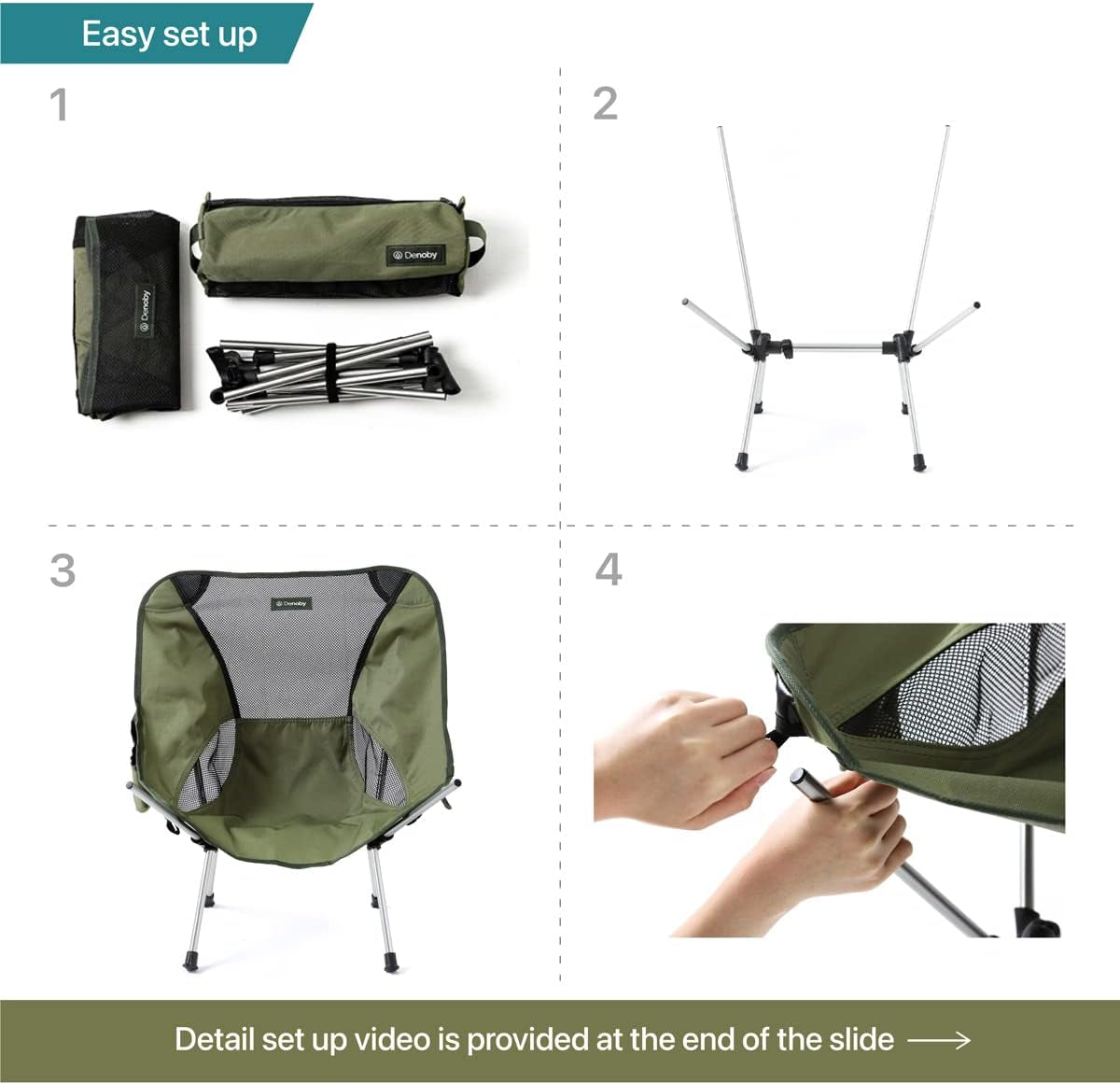 Pair of Ultralight Foldable Camping Chairs - Portable and Compact Backpacking Chairs with Carry Bags, Sturdy Design for Outdoor Activities like Fishing, Camping, Hiking, and Beach, Featuring an Olive Green Color Scheme