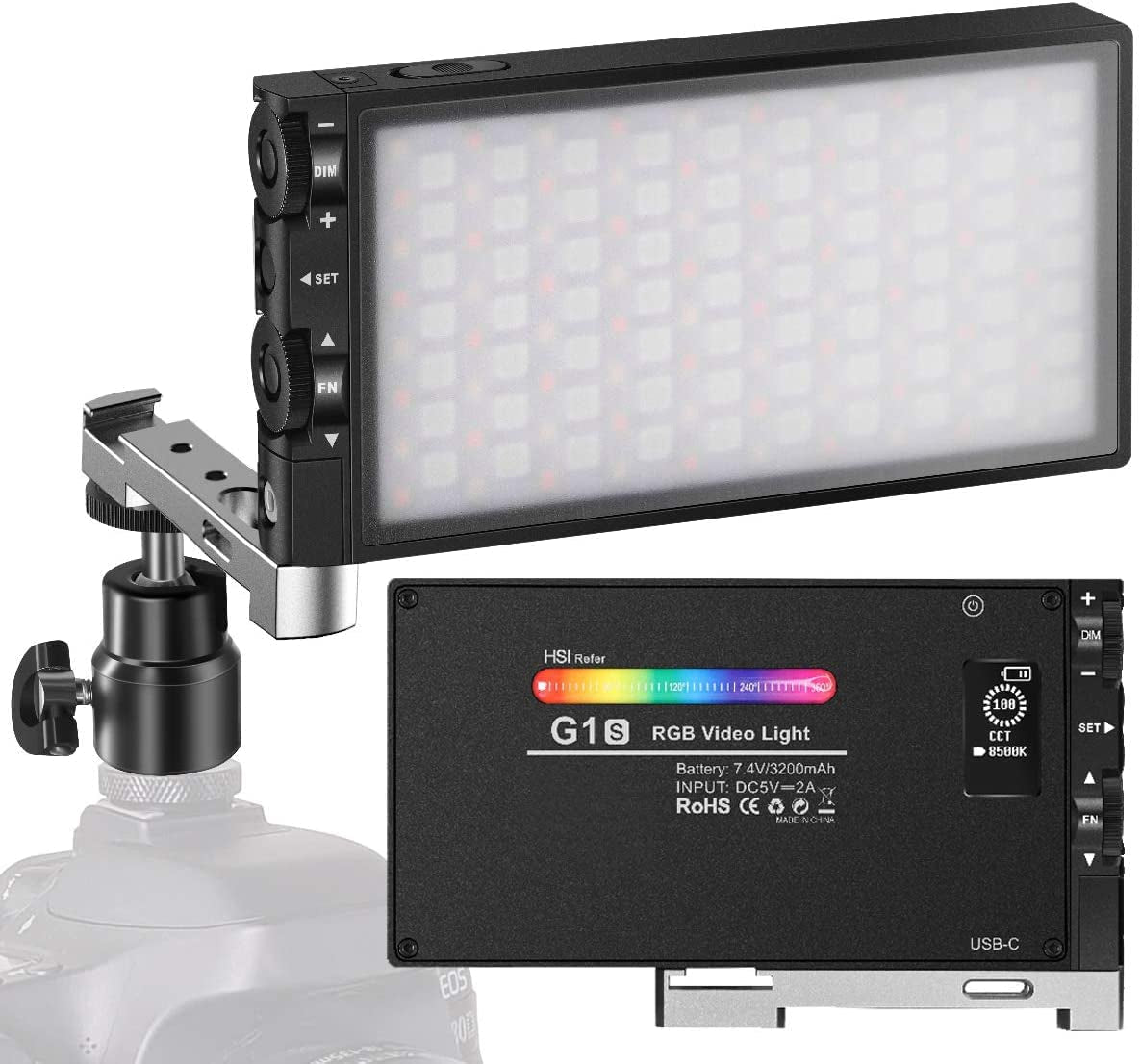 RGB Video Light with Rechargeable Batteries, Adjustable Color Temperature, High CRI LED Camera Light, Multiple Light Effects, Portable Photography Lighting for Gaming, YouTubers, Vlogging, and TikTok