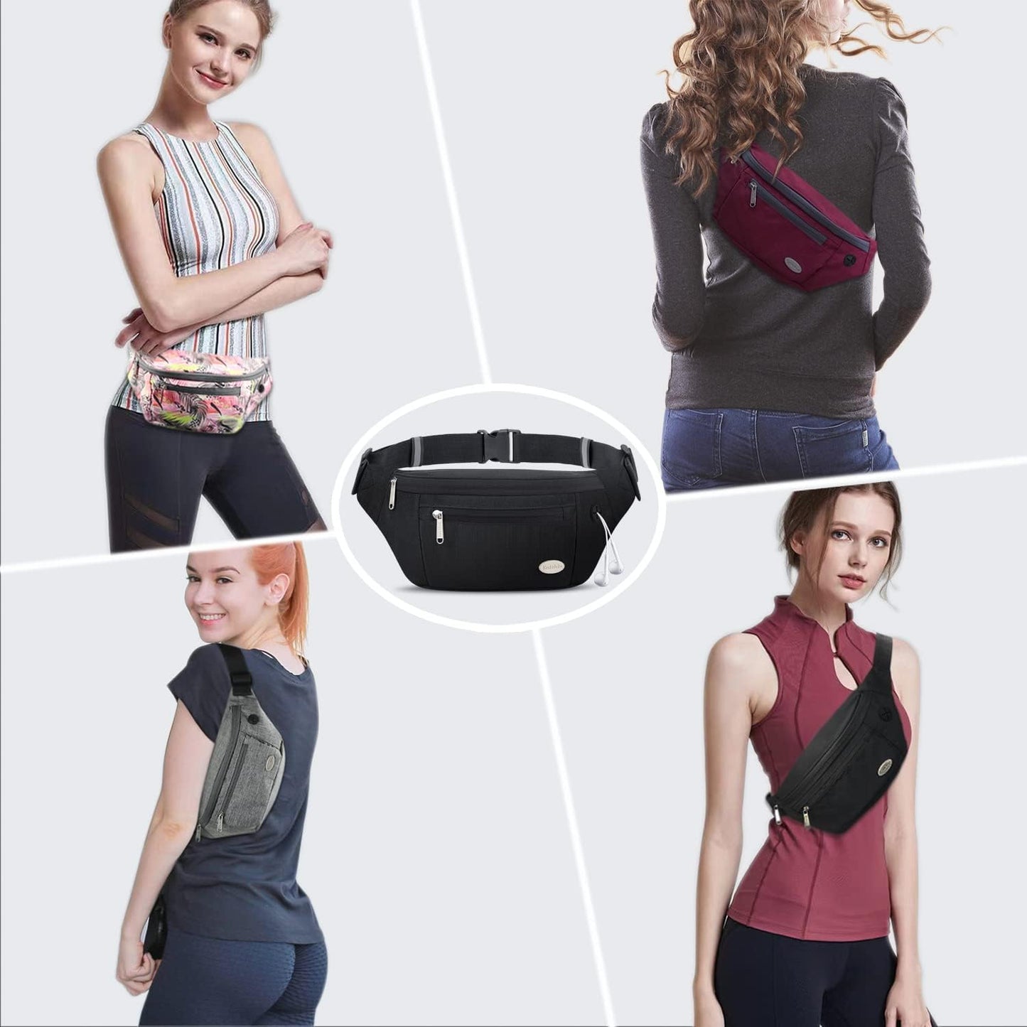 Multi-Pocket Fanny Pack - Stylish Waist Pack for Women and Men - Perfect for Hiking, Running, Travel, and Cycling.