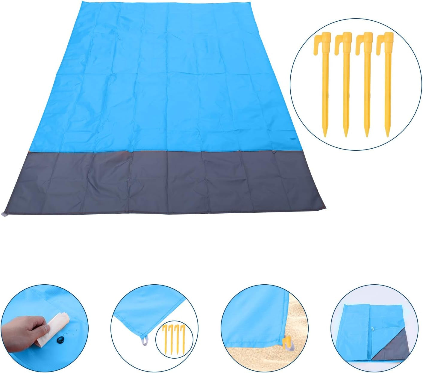 Compact 79 * 55 inch Picnic Blanket - Sand Proof and Waterproof, Comes with a Portable Storage Bag, Perfect for Outdoor Travel, Camping, Hiking, Festivals, and Sports.