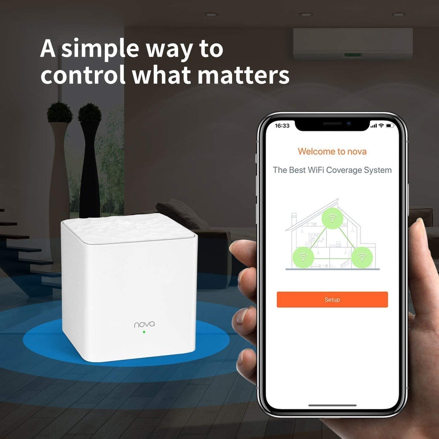 Mesh WiFi System (MW3) - Covers up to 2000 Sq.Ft. for Complete Home WiFi Coverage, Replaces Traditional Router and Extender, Easy Setup with Single Add-On Unit Connecting to Existing Nova Mesh WiFi Network via App, 1-Pack