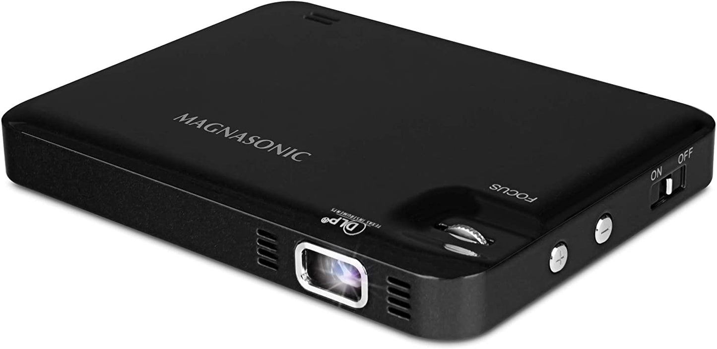 PP60 LED Pocket Pico Video Projector - Compact Design with HDMI, Rechargeable Battery, Built-In Speaker, and DLP Technology. Enjoy a 60" Hi-Resolution Display for Streaming Movies, Presentations, and Content from Smartphones, Tablets, and Laptops.