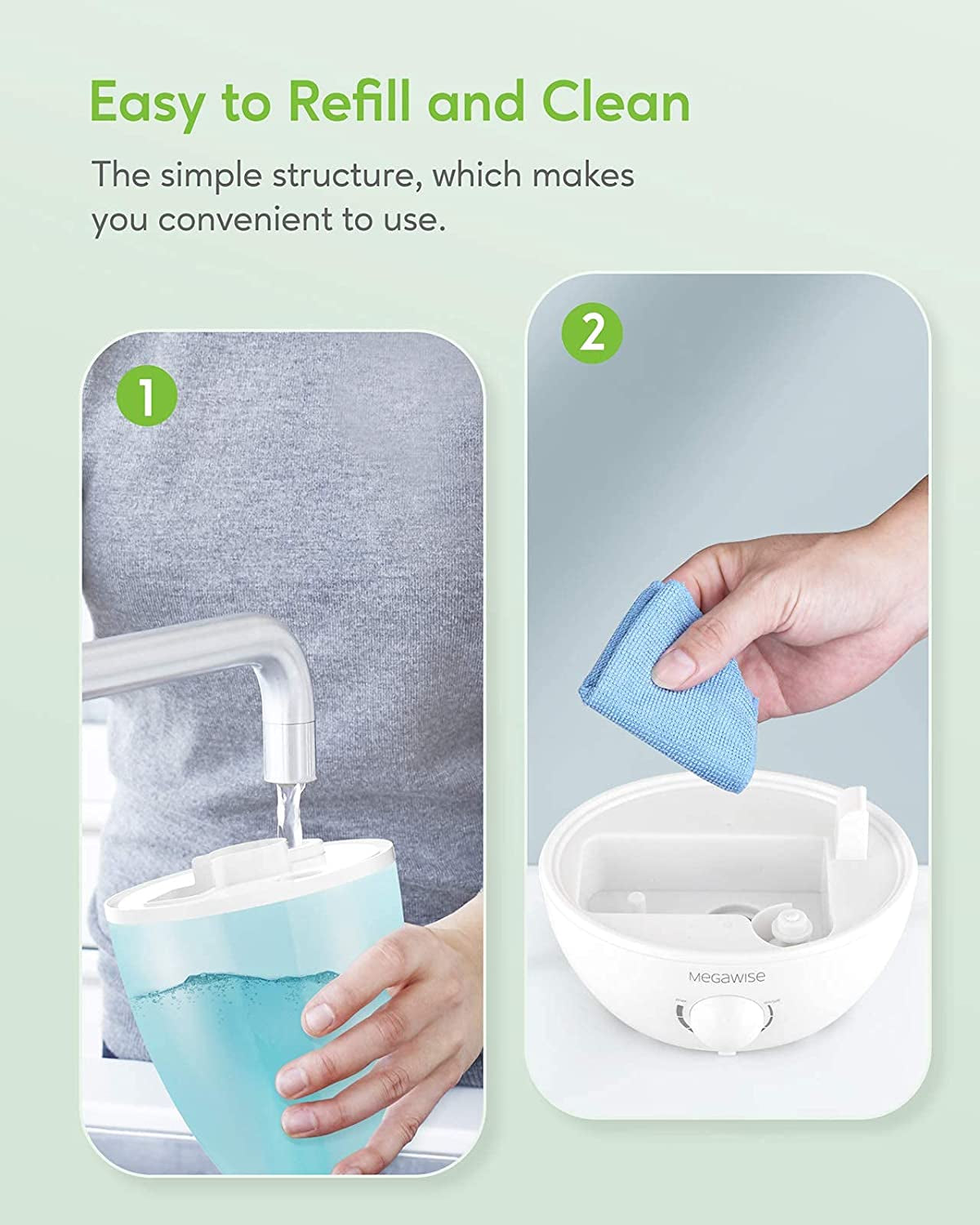 0.5 Gal Cool Mist Humidifiers: Ideal for Bedroom, Baby Room, Office, and Plants. Functions as an Essential Oil Diffuser with Adjustable Mist Output. Operates Quietly at 25dB Ultrasonic Technology.