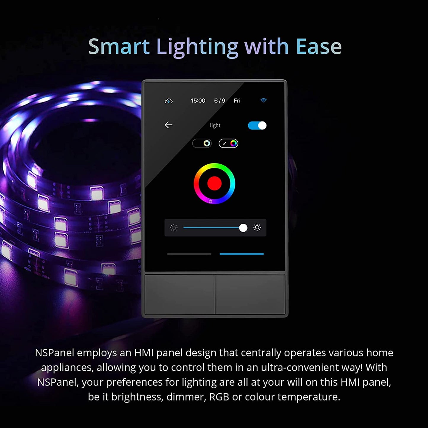 Wifi Wall Switch (2 Groups) Nspanel-US Wireless Home Automation Switch, Application Control, Smart Scene, Compatible with Alexa/Google Home, Wireless Thermostat