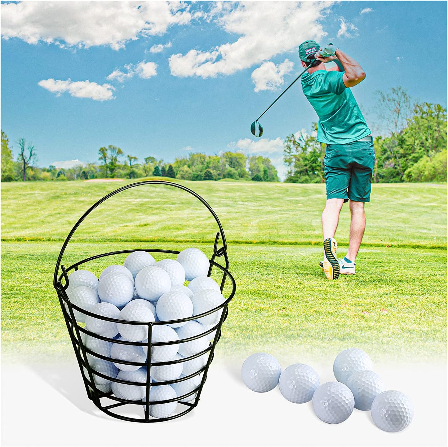 Golf Ball Basket - Durable Golf Ball Bucket for Practice and Competition - Anti-rust Black Finish